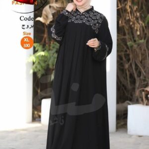 Black Dress with White Embroidery (Code: بروچ)